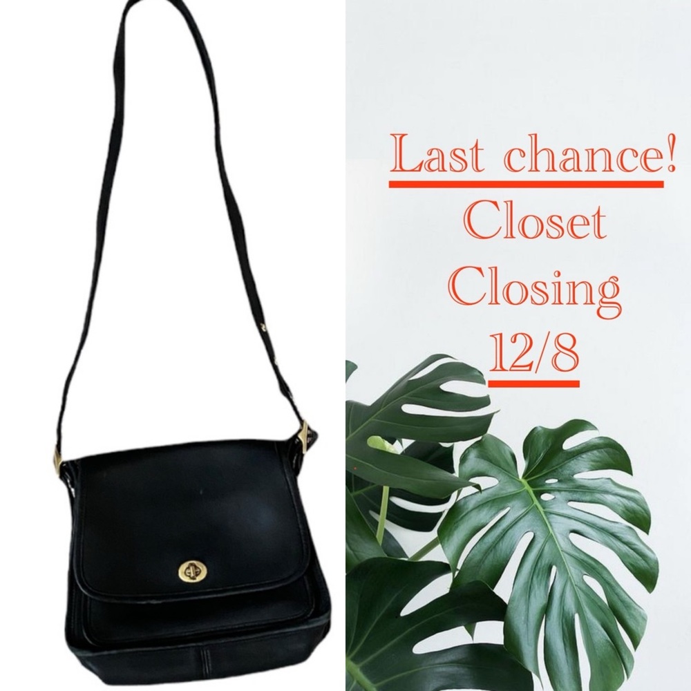 Vintage Coach Black Leather Crossbody